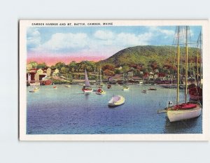 Postcard Camden Harbor And Mt. Battie Camden Maine USA