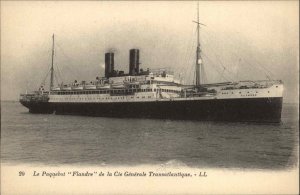 STEAMER Le Paquebot Flandre de la Cie Generale Transatlantique c1910 PC