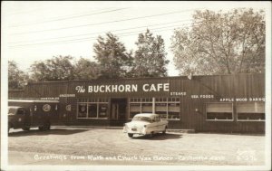 Cashmere WA Buckhorn Caf‚ Car & Truck Smith Real Photo Postcard