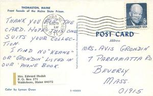 THOMASTON MAINE FRONT FACADE OF MAINE STATE PRISON POSTCARD 1950-60s