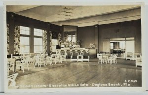 FL Daytona Beach Interior Ocean Room Sheraton Plaza RPPC c1950 Postcard O15