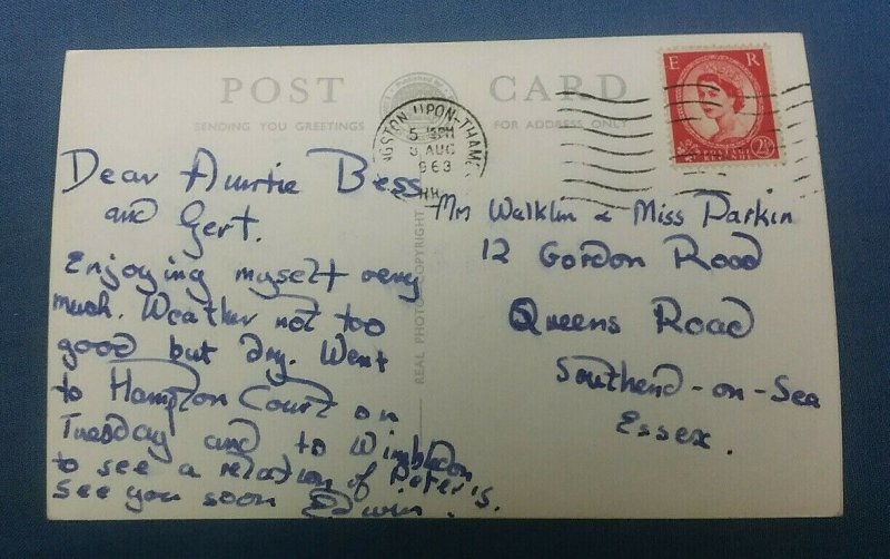 Vintage RP Postcard Claremont Gardens Surbiton Surrey Postmarked 1963 F1B