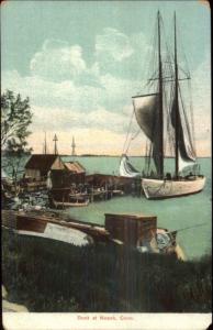 Noank CT Dock Scene c1910 Postcard #2