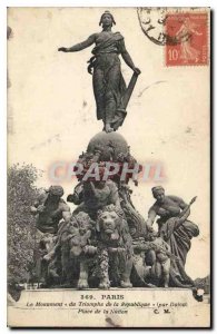 Postcard Old Paris Monument of the Triumph of the Republic by Dalou Place de ...