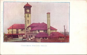 Postcard Union Railroad Train Station Depot in Portland, Oregon