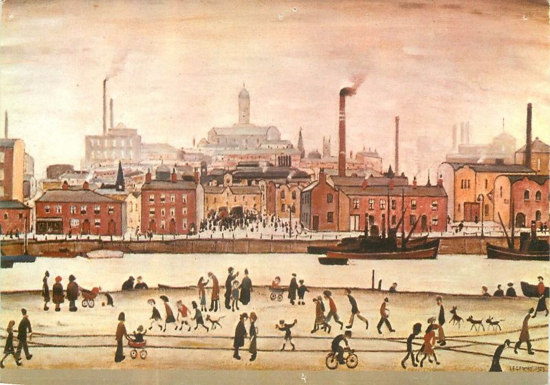 Art Northern River scene painting by L.S Lowry Postkarte