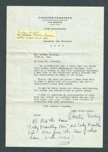 1930 Letter No Cover Los Angeles CA From Chester Versteeg From The Perham C----