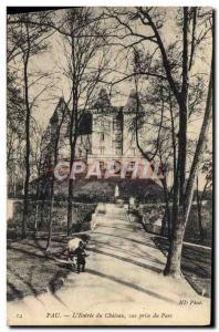 Old Postcard Pau L & # 39Entree Du Chateau Vue Prize Du Parc