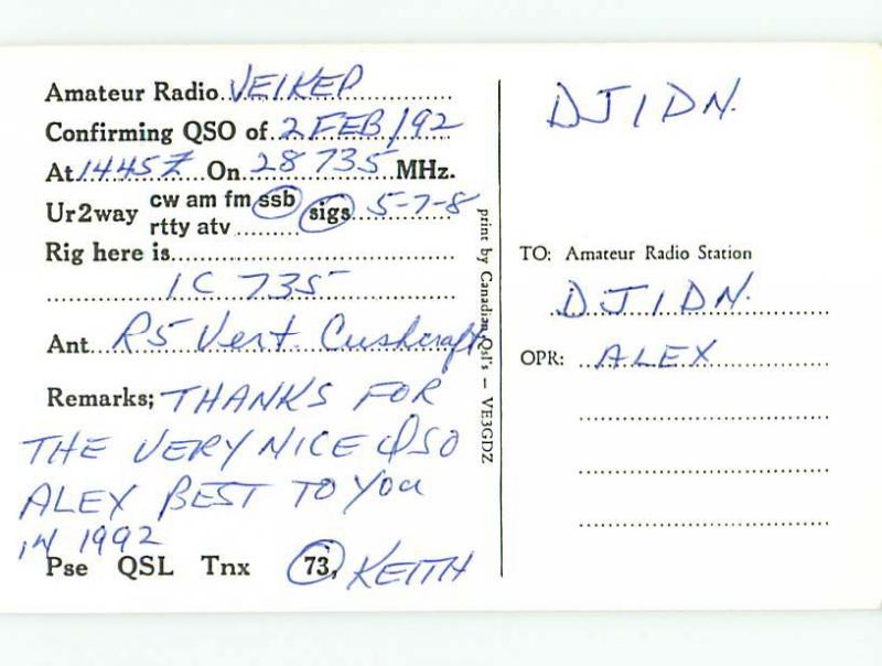 Canada Goose Bird - Qsl Ham Radio Card Inverness Nova Scotia Ns Canada t1419