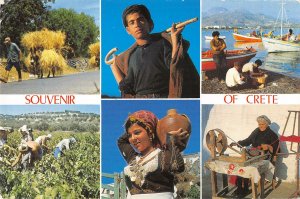 B110749 Greece Crete multiviews Harbour Boats Grapes