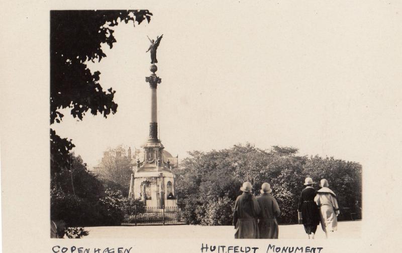 Copenhagen Huitfeldt Monument Denmark Real Photo Old Postcard