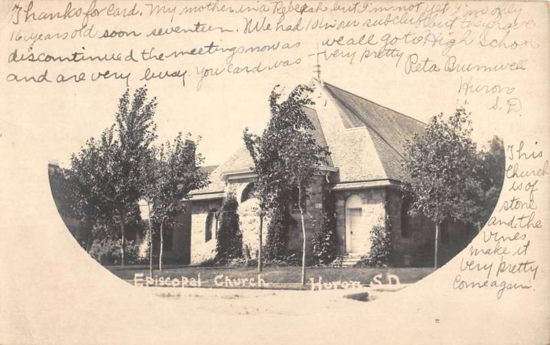 Huron South Dakota Episcopal Church Real Photo Antique Postcard K100608