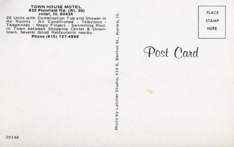 Town House Motel Joliet Illinois IL Unused Vintage Postcard D24