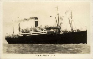 United States Line Steamship SS Republic c1920s-30s Real Photo Postcard