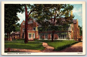 Ohio~Granville Inn Bldg Exterior View~PM 1952~American Art Vtg Linen Postcard