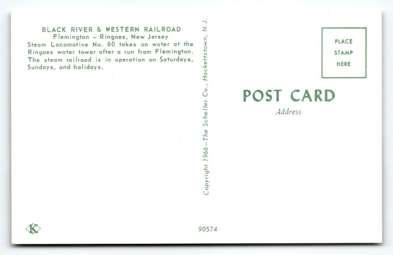 Railroad Postcard Black River & Western Flemington NJ Locomotive Steam Train '66