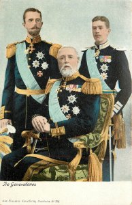 Vintage Postcard King Of Sweden Oscar II Gustav V and Gustav VI Adolf