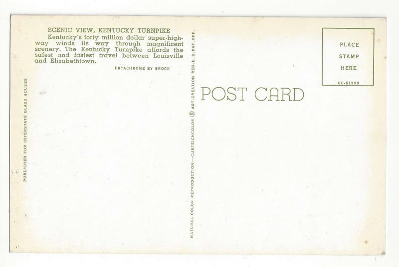 KY Kentucky Turnpike Interstate Rte I-65 Highway Curteich 1956 Postcard K1999