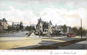 Clinton Avenue High Street Streetcar Newark New Jersey 1907c postcard