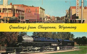 Autos Downtown Railroad Cheyenne Wyoming Postcard Dunlap Dexter 20-1074