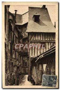 Old Postcard From Rouen to Havre Caudebec en Caux Old houses butcher Street