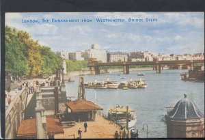 London Postcard - The Embankment From Westminster Bridge Steps  RS14865