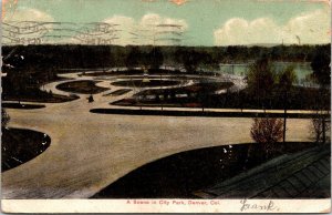 City Park Denver Colorado CO Antique Postcard DB PM Cancel WOB Germany 1c Stamp 