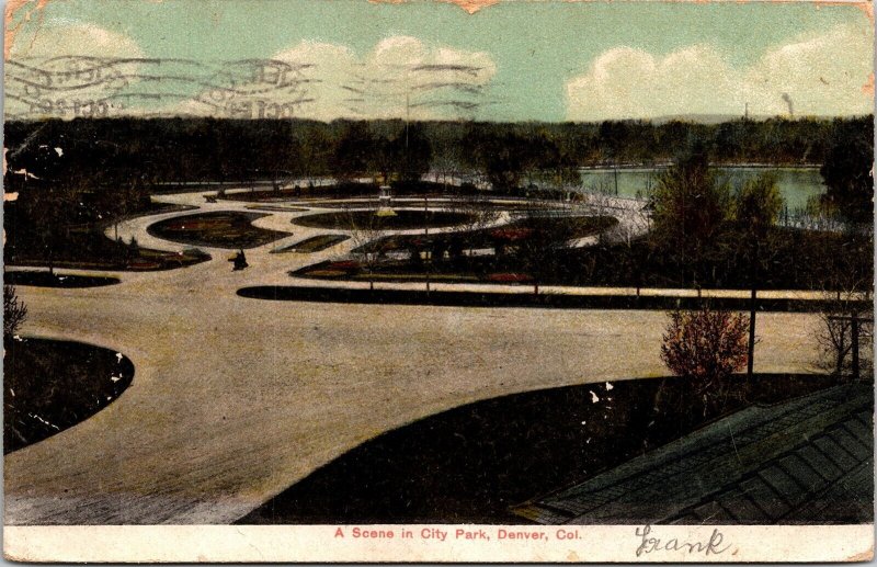 City Park Denver Colorado CO Antique Postcard DB PM Cancel WOB Germany 1c Stamp 