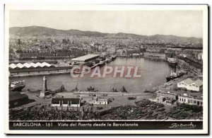 Old Postcard Barcelona Vista del Puerto desde la Barceloneta