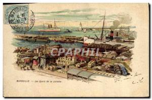 Old Postcard Lighthouse Marseille Joliette Docks Boats