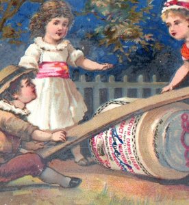 1880s Liebig Co.'s Extrato de Carne Crianças See-Saw Receitas nas Costas Fabuloso! P100-