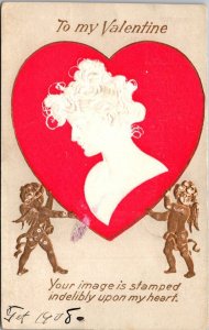 Be My Valentine Cupid With Beautiful Lady 1908