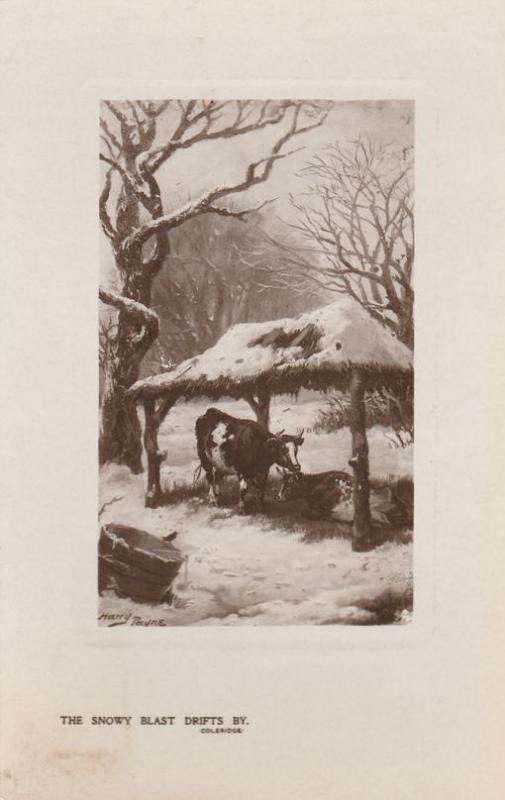 RPPC Happy Christmas - Cows in Rural Winter Scene - DB - Tuck