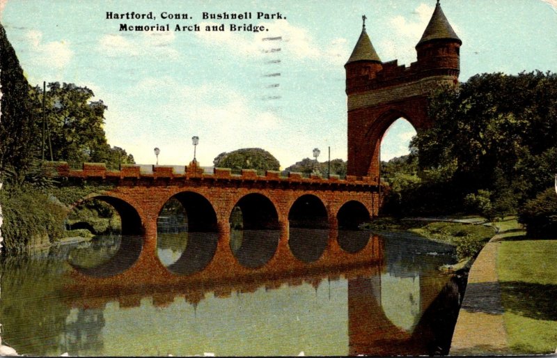 Connecticut Hartford Bushnell Park Memorial Arch and Bridge 1911