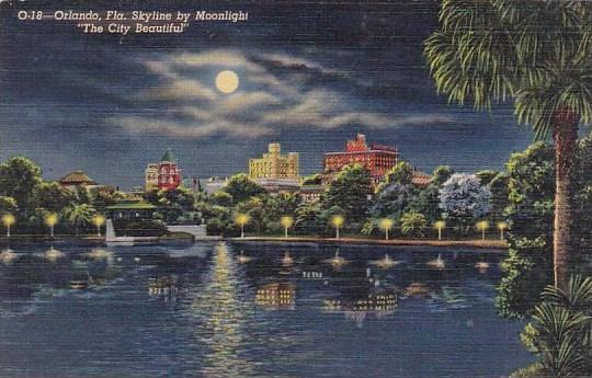 Florida Orlando Skyline By Moonlight The City Beautiful