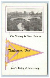 Anderson Indiana Pennant Postcard  Bridge Scenery is Fine Here Photo