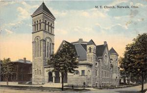 Norwalk Ohio~Methodist Episcopal Church~House Nextdoor~1914 Postcard