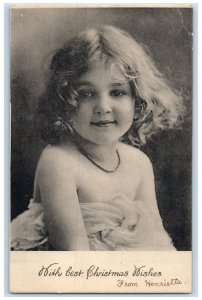 1905 Christmas Little Girl Curly Hair Studio Tuck's Saratoga Springs NY Postcard