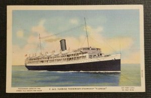 Mint Vintage Illustrated Postcard Turbine Passenger Steamer Florida