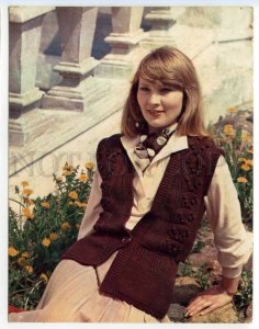 488666 Advertising FASHION 1983 Knitting pattern Waistcoat Girl Poster Old