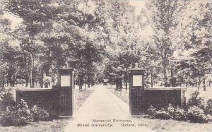 Ohio Oxford Memorial Enterance Miami University Albertype