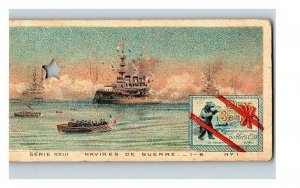 Vintage 1890's Victorian Trade Card Toblerone Swiss Chocolate - Navy Warship