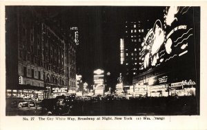 US6357 the gay white way broadway at night new york real photo car  usa