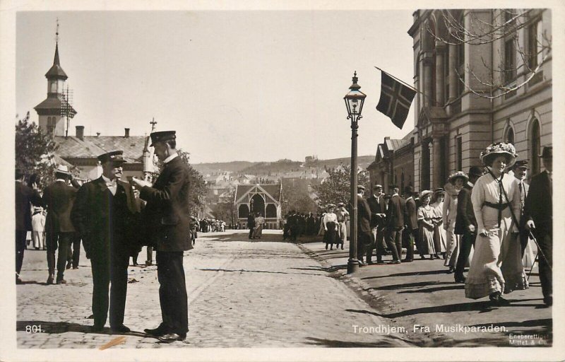 Norway Trondhjem music parade photo postcard