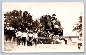 J94/ Aberdeen South Dakota Postcard RPPC c1942 Cowgirl Rodeo Jump 452