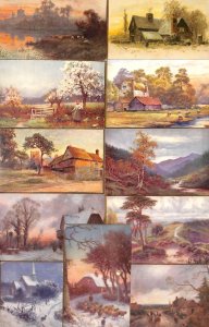 Lot of 12 British landscape scenic panel greetings postcards