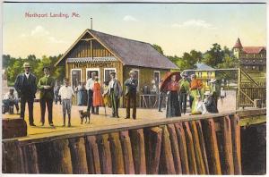 Northport Landing ME Ships Wharf Busy View Postcard