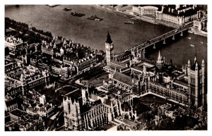 Postcard UK ENG London Transport - Aerial Parliament Westminster Bridge Big Ben