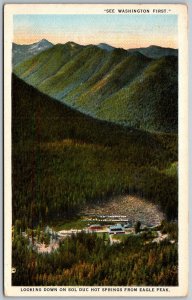Sol Duc Hot Springs Washington 1920s Postcard Aerial View Resort From Eagle Peak