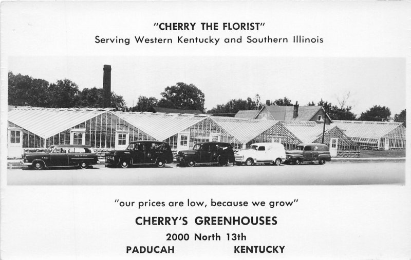 J42/ Paducah Kentucky RPPC Postcard c1950s Cherry's Greenhouse Florist 277